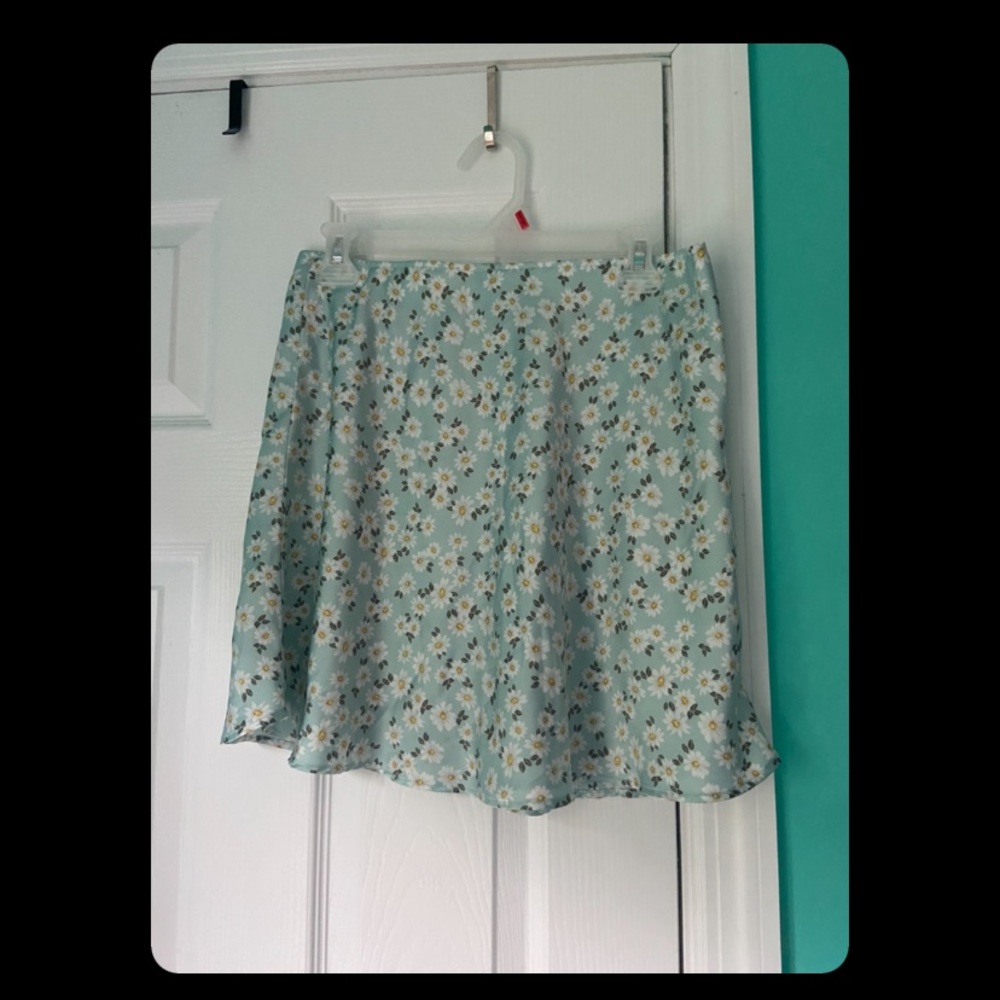 No Boundaries Baby Blue Floral Skirt